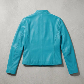 Charli XCX Chrome Hearts Blue leather Zipper Jacket
