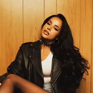 Willy Chavarria x Becky G UGG  Black Biker Leather Jacket For Women