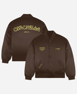 Coachella 2026 Satin Brown Varsity Jacket