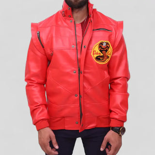 Johnny Lawrence Cobra Kai Karate Kid Red Real Leather Jacket