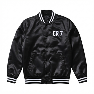 Cr7 Satin Bomber Black Jacket