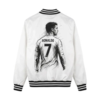 Cr7 Satin Bomber White Jacket