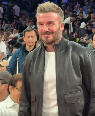 David Beckham NBA China Game 2026 Black Leather Jacket
