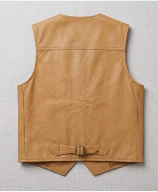 Drake FOMO 2026 BTS Tan Yellow Leather Vest For Men & Women