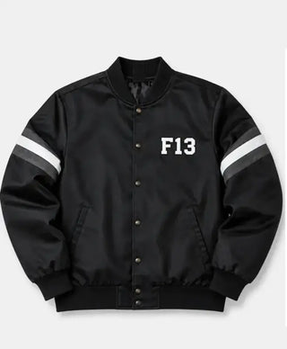 F13 Black Satin Bomber Jacket