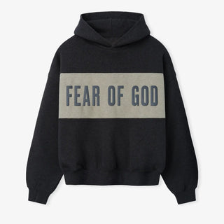 Fear Of God Cropped Relaxed Panelled Black Hoodie