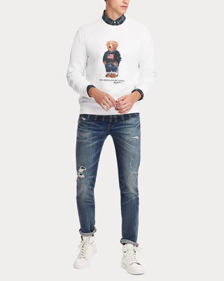 Flag Bear White Sweatshirt For Men & Women