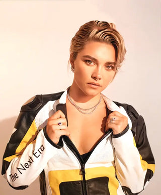 Florence Pugh 2026 Photoshoot Moto Jacket