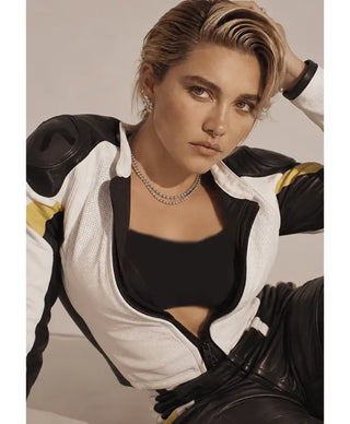 Florence Pugh 2026 Photoshoot Moto Jacket For Men & Women