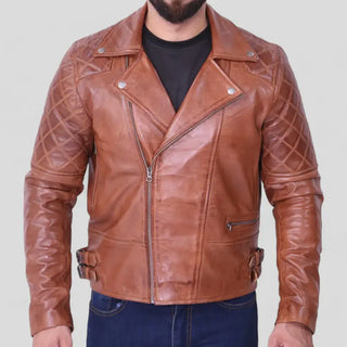 Frisco Quilted Asymmetrical Brown Motorcycle Leather Jacket
