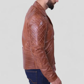 Asymmetrical Brown Leather Biker Jacket