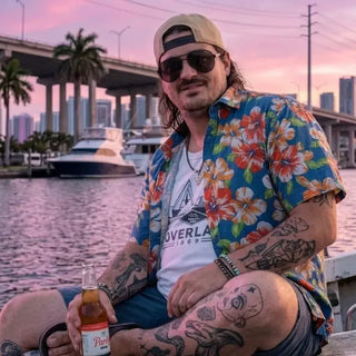 GTA VI Cal Hampton Floral Hawaiian Navy Blue Shirt