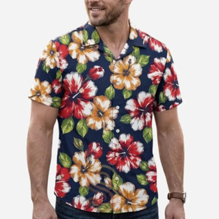 GTA VI Cal Hampton Navy Blue Floral Hawaiian Shirt

