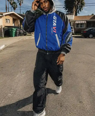 GTA VI x  Corteiz Blue Racing Zip-Up Jacket