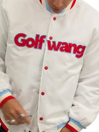 Golf Wang White Satin White Varsity Jacket
