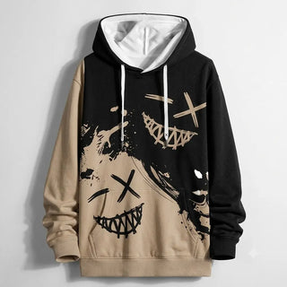 Graffiti Evil Smile Two Tone Colorblock Hoodie