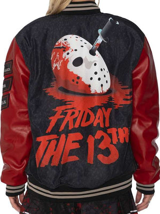 Halloween Friday The 13th Red and Black Varsity Jacket