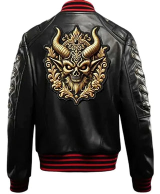 Halloween Gothic Devil  Bomber Leather Jacket