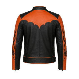Halloween Pumpkin Biker Leather Jacket For Men & Women