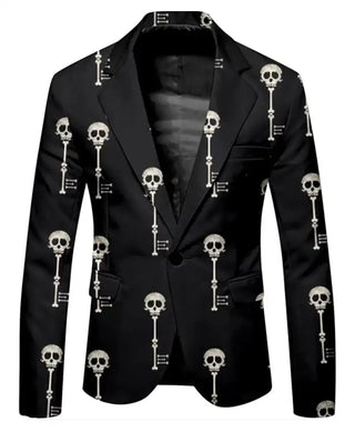 Halloween SKull Bone Printed Blazer