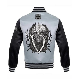 Halloween Skull Reaper Varsity Grey Jacket