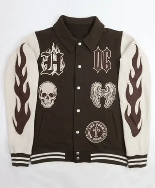 Halloween Skull x Wings Varsity Jacket