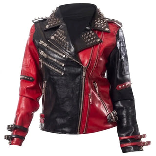 Harley Quinn Asylum Biker Red & Black Jacket For Women