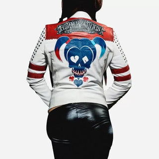 Harley Quinn Daddy’s Lil Monster White Leather Jacket