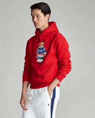 Hockey Bear Fleece Red Hoodie