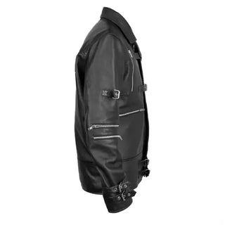 Michael  Jaafar Jackson Black Leather Belted Jacket
