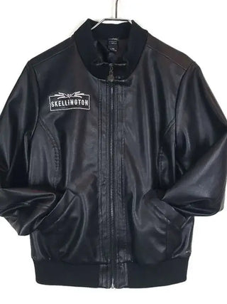 Jack Skellington Black Bomber Black Leather Jacket