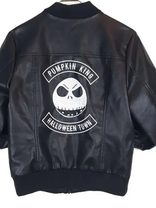 Jack Skellington Black Bomber Black Leather Jacket For Men & Women