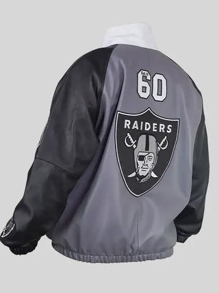 Jeff Hamilton Raiders Vegan Leather  Grey & Black Jacket 