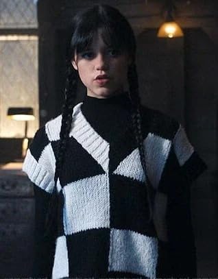 Jenna Ortega Addams Black & White Sweater