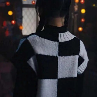 Jenna Ortega Addams Black & White Sweater