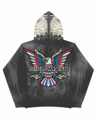 Jim Jones Eagle Head Full Zip-Up Black Hoodie