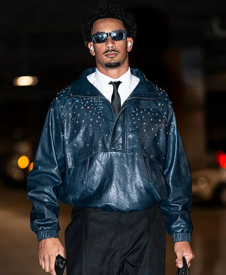 Jordan Love Blue Leather Jacket