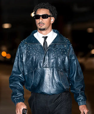 Jordan Love Blue Leather Jacket For Men & Women