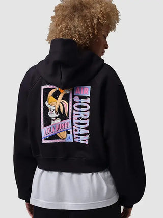 Jordan x Space Jam Black Cropped Hoodie For Women