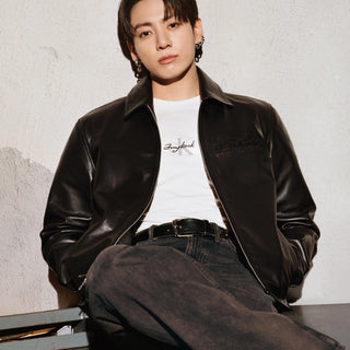 Jung Kook x Calvin Klein Black Leather Jacket