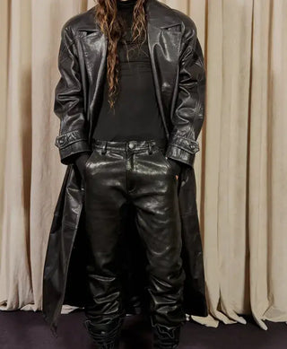 Kai Cenat VIVET 2026 Black Leather Trench Coat