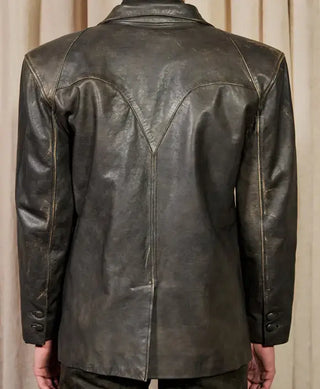 Kai Cenat VIVET 2026 Distressed Double Breasted Leather Blazer