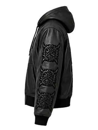 Ken Carson Avirex x Cartunez Black Leather Jacket For Men & Women