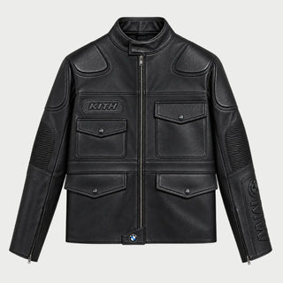 Kith BMW Black Leather Motorcycle Jacket