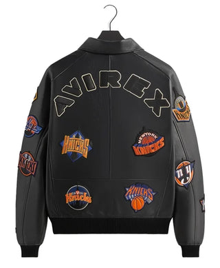 Knicks x Kith x AVIREX Icon Black bomber Jacket