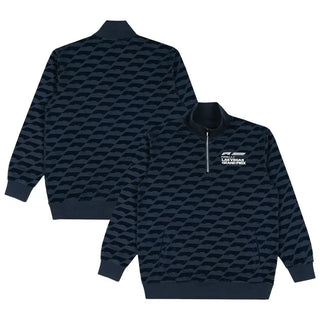 Las Vegas GP Flocked Allover Print Navy Sweatshirt For Men & Women