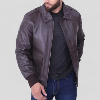 A2 Aviator Flight Leather Jacket in Brown 