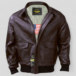 Stylish Men's Brown A2 Leather Aviator Jacket