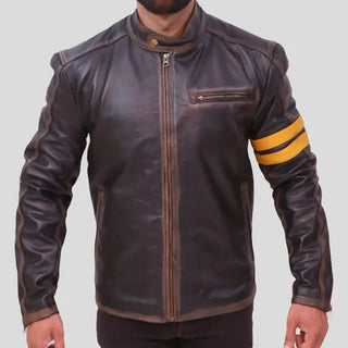 Men's Black Cafe Racer Leather Jacket