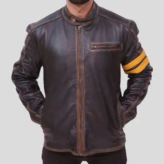 Black Cafe Racer Jacket for Men
